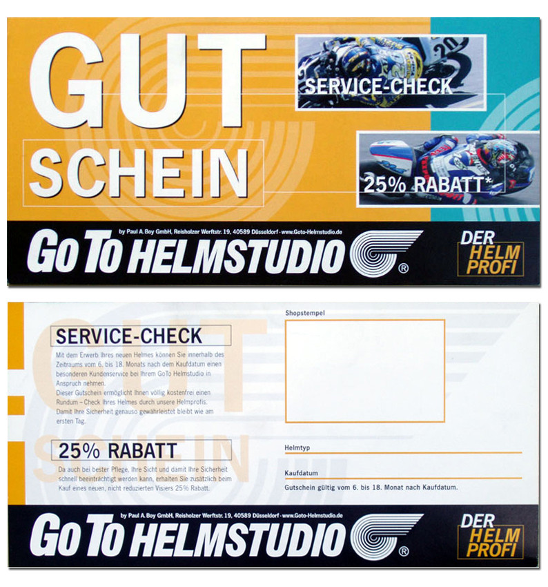 GOTO Helmstudio Gutscheinflyer