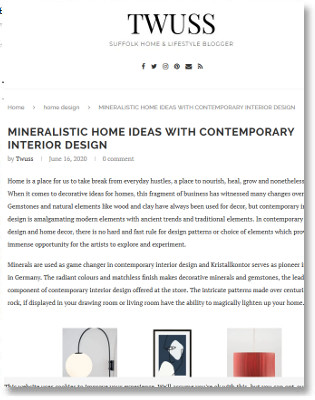 Focus on decorative minerals in interior design