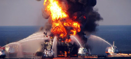 Fire boats battle a fire at the off shore oil rig Deepwater Horizon April 21, 2010 in the Gulf of Mexico off the coast of Louisiana. (photo: US Coast Guard via Getty Images)