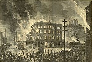 The burning of Union Station - Pittsburgh (from Harpers Magazine)