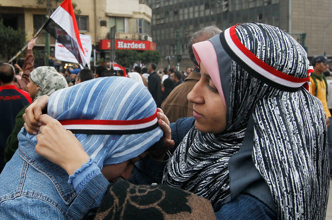 Women supporting women inevitably leads to women supporting revolution. In Tunisia and Tahrir Square, women were at the front and centre of organising and leading protests, demanding social change [GALLO/GETTY]