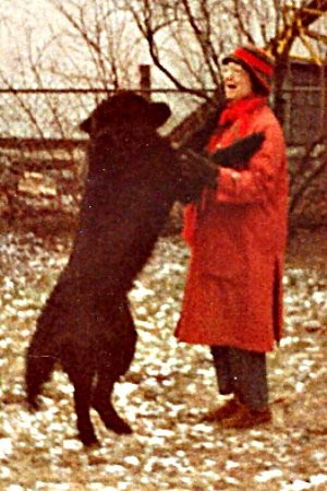 Martha and our pet Newfoundlander RED  1983