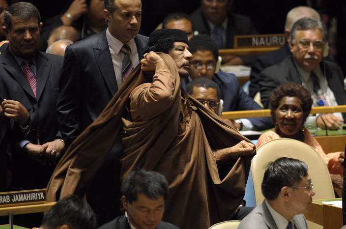 The Libyan government allegedy paid citizens to attend rallies when Gaddafi visited the UN in 2009 [EPA]