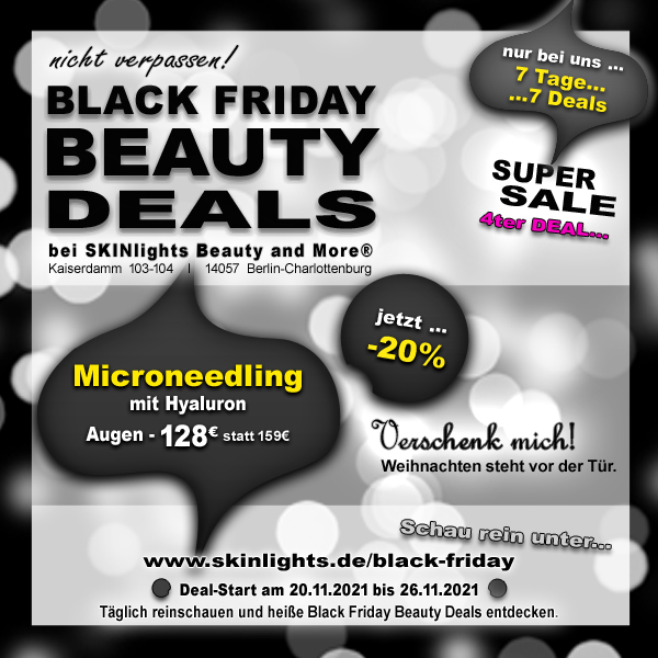 © pixabay (Hintergrundbild) I © skinlights Beauty and More, katja junius - Black Friday Beauty Deals - Microneedling in Berlin