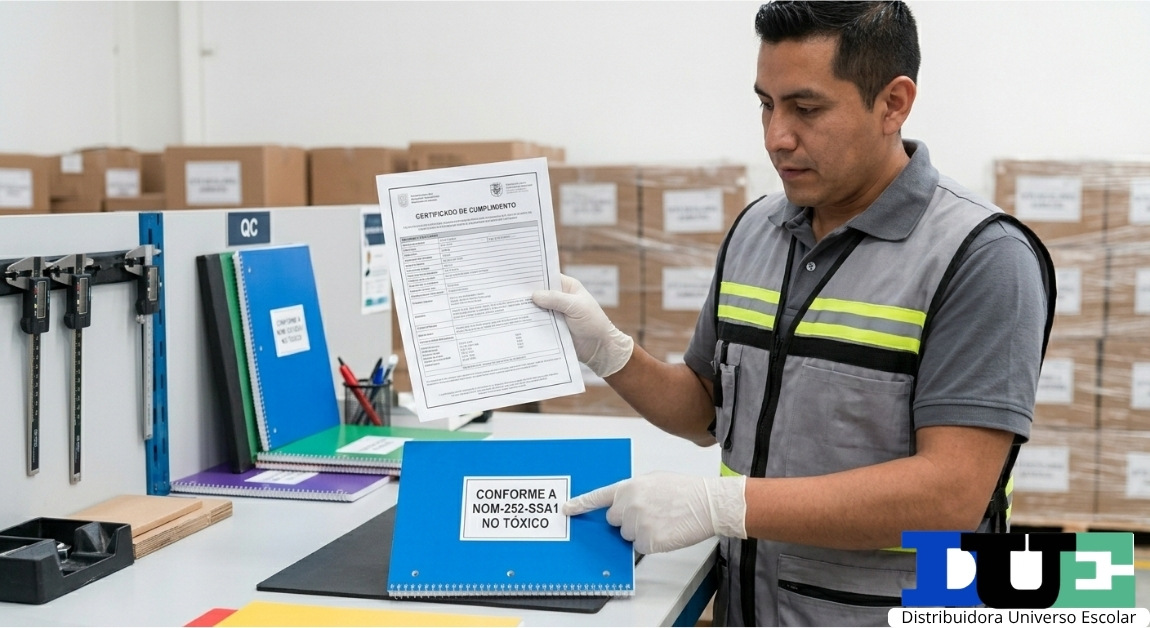 Cumplimiento de Normas Oficiales Mexicanas (NOM) en artículos de papelería para gobierno.