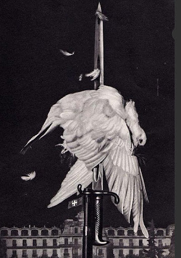 « La signification de Genève »  1932 photomontage. La SDN supposée garantir la paix siégeait dans cette ville suisse