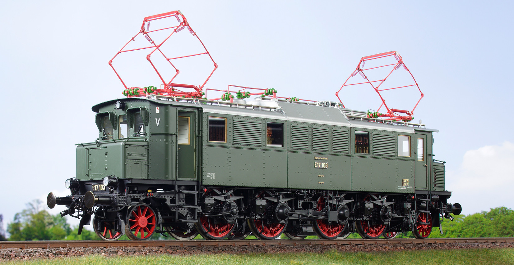 Spur 1 Lokomotive Baureihe E 17 103 Museumslok flaschengrün