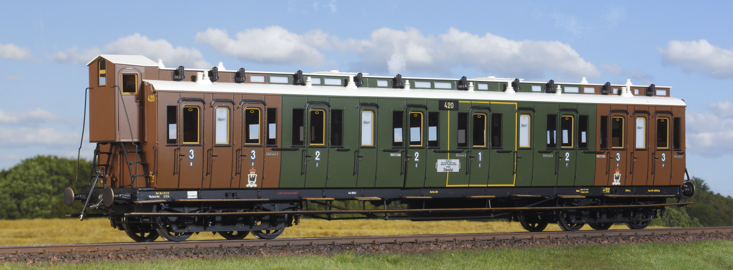 Spur 1 preußischer Abteilwagen, 1., 2., 3. Klasse (Handmuster)