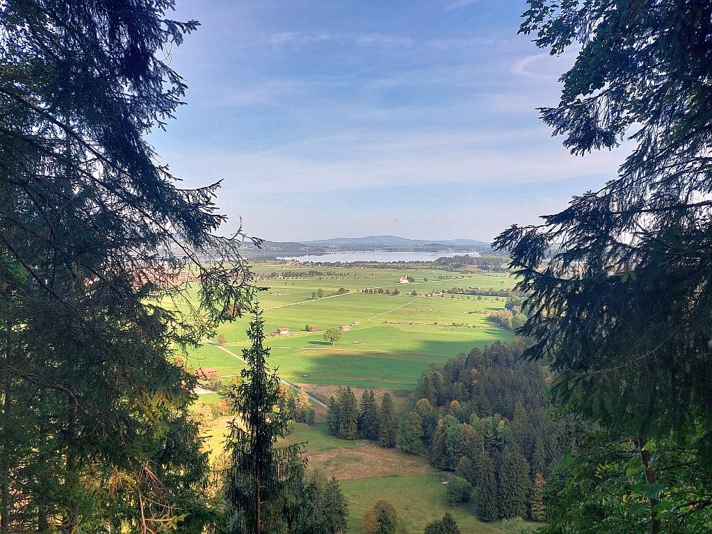 Panoramablick über das herbstliche Schwangau und den Alpsee