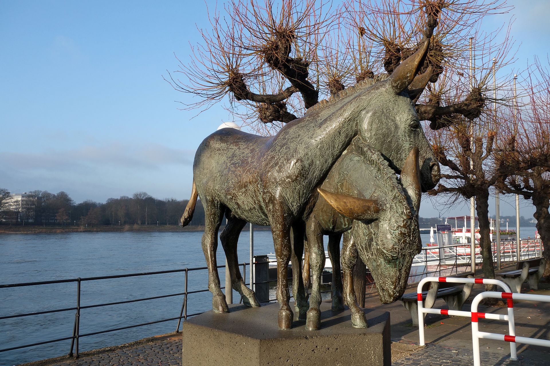 Esel-Statue aus Bronze an der Rheinpromenade von Königswinter