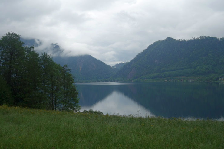 Der tiefblaue, ruhige Egelsee eingebettet in das dichte Grün des Naturschutzgebiets
