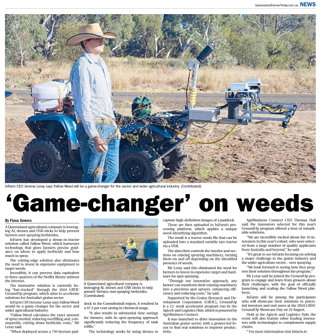 'Game-changer' on weeds - InFarm features in the Queensland Farmer Today