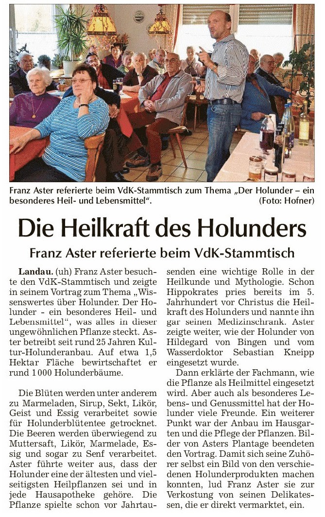 Holundervortrag beim VdK in Landau im Juni 2014