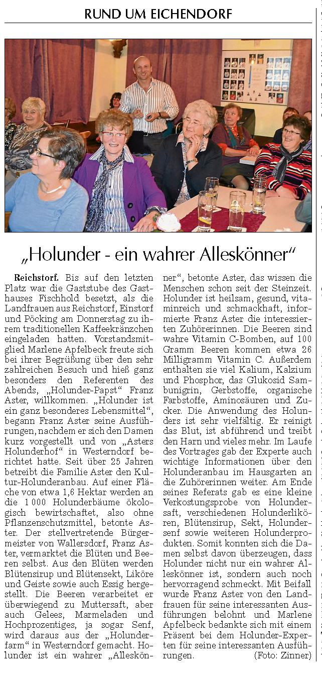 Vortrag bei den Landfrauen in Reichstorf im Nov. 2013