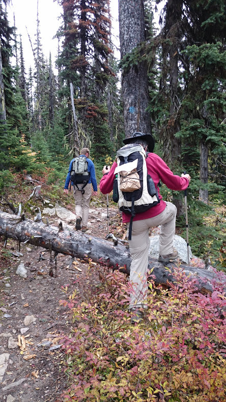 hiking up to trophy mountain