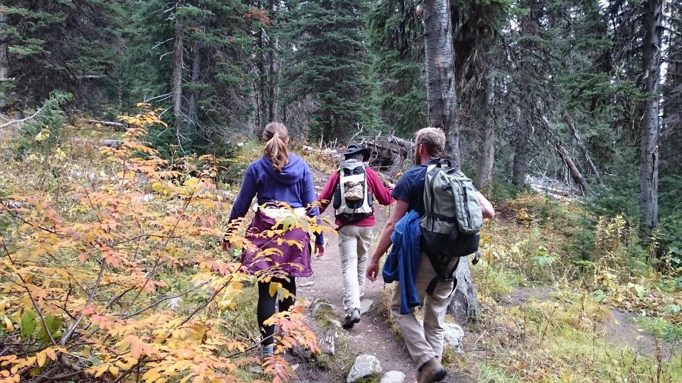 hiking up to trophy mountain