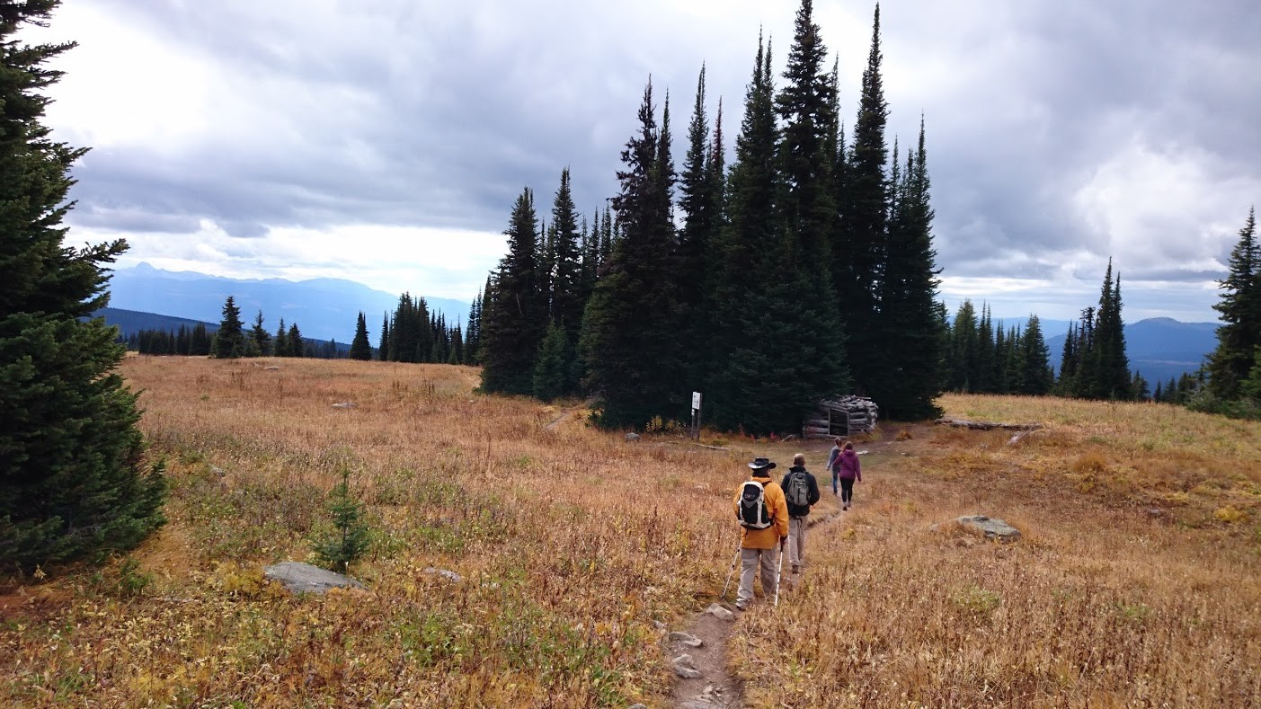 hiking up to trophy mountain