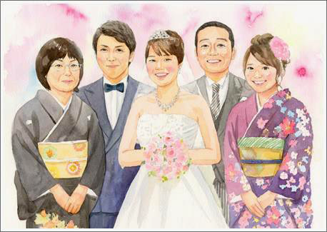 結婚式の似顔絵プレゼントを優しい手描き水彩画で 似顔絵のフレンチガーデン