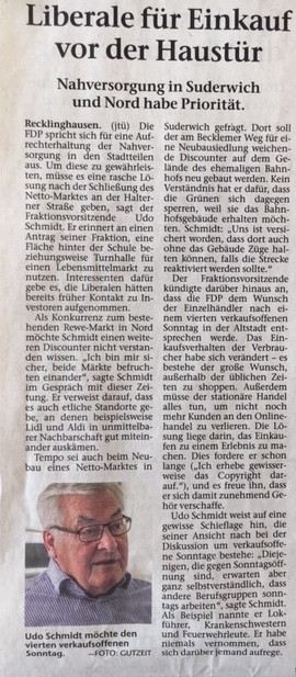 Nahversorgung in Suderwich, Nord und Süd sichern - RZ 21.03.2019