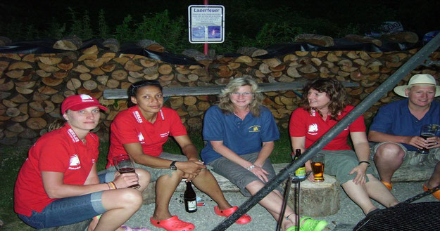 Das Frauenfussballteam beim Mannschaftsausflug 2008 am Schwäbischen Meer