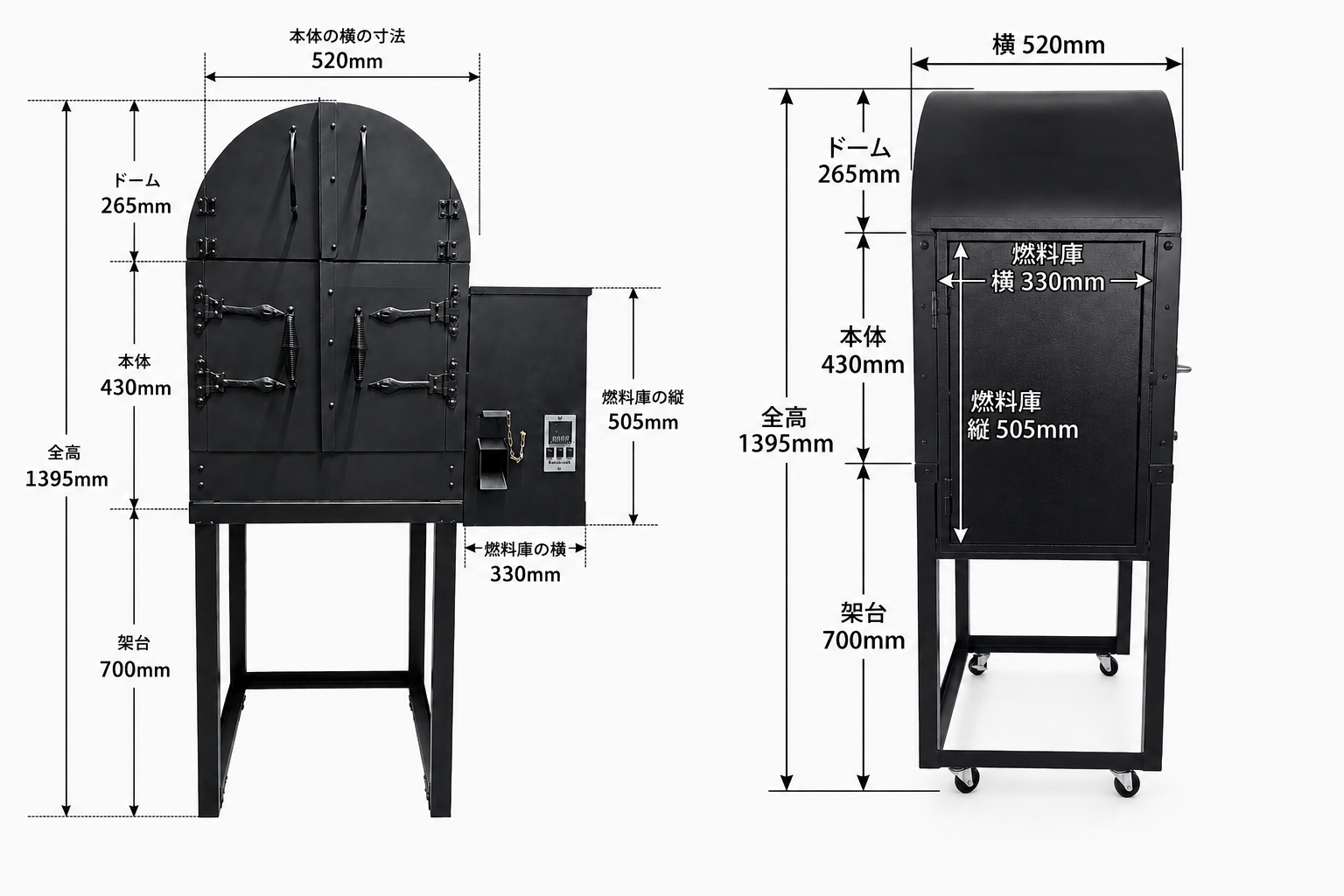 詳細スペック｜サイズ・温度・燃費 - 業務用ペレットピザ窯KIYAKI｜六晃