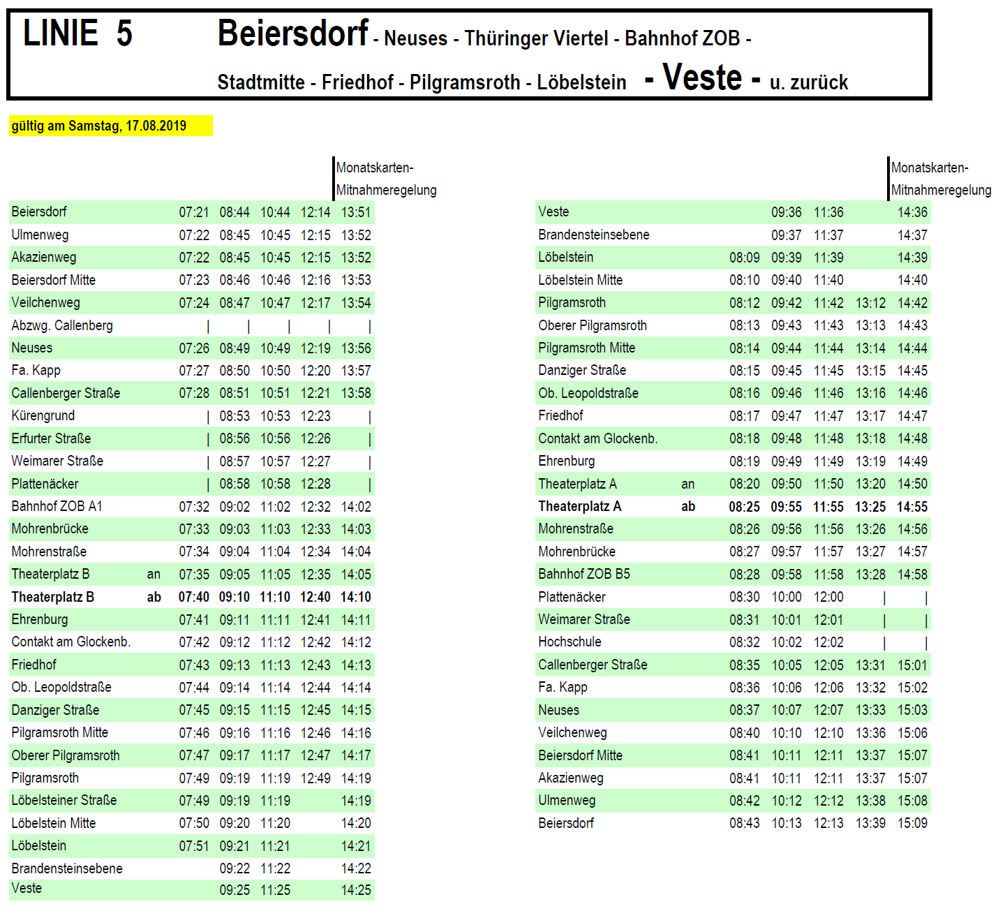 Fahrplan samstags - E-Bus Projekt Bayern