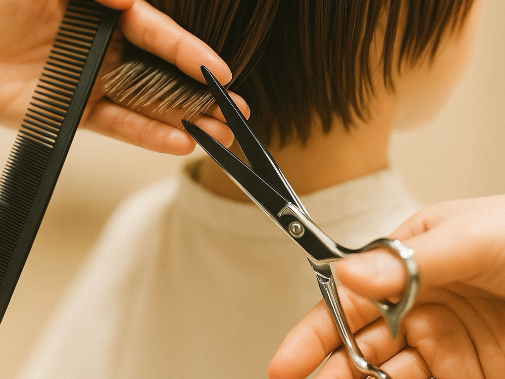 髪がスマートに美しく纏まる、自然な毛流れを形成させるオリジナルカット。