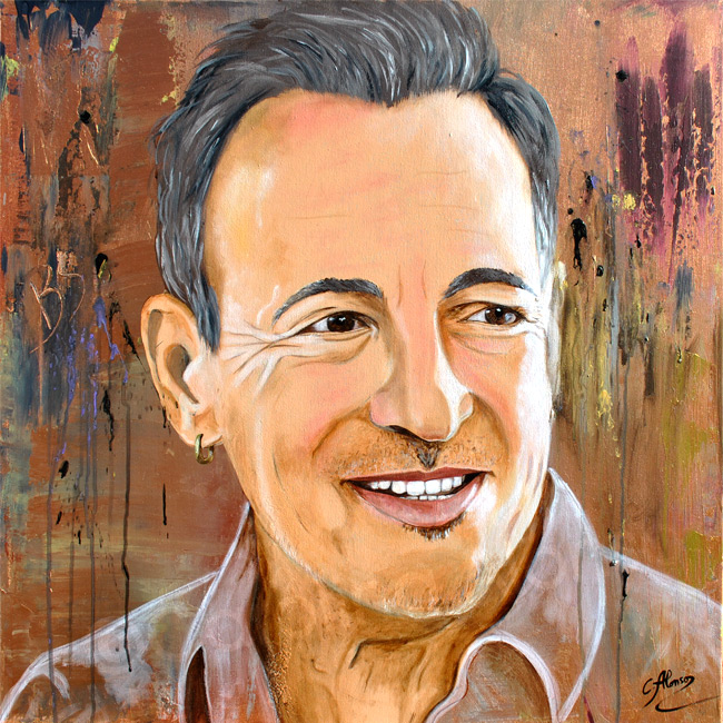 "Bruce Springsteen" (2023), 80 x 80 cm, Mixed Media on canvas