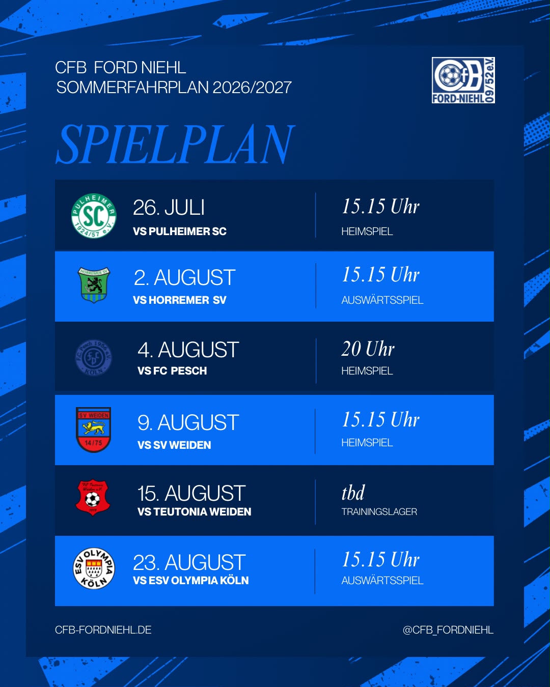 Spielplan der 1.Mannschaft