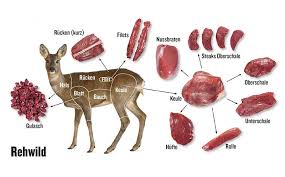 Zerlegungsgrafik Rehwild von https://lebensmittelpraxis.de/images/jooslider/25822/04LP2019_16_Rehwild.jpg