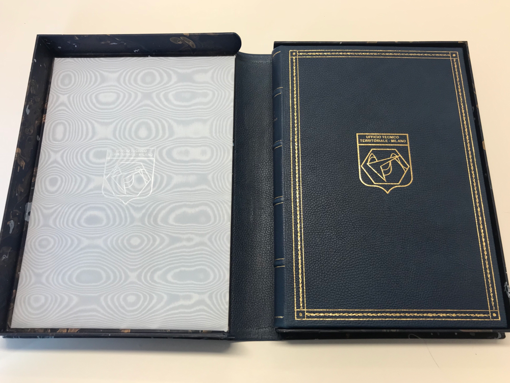 Leather and silk satin guest book - Linate Milan Air Force - Conti Borbone