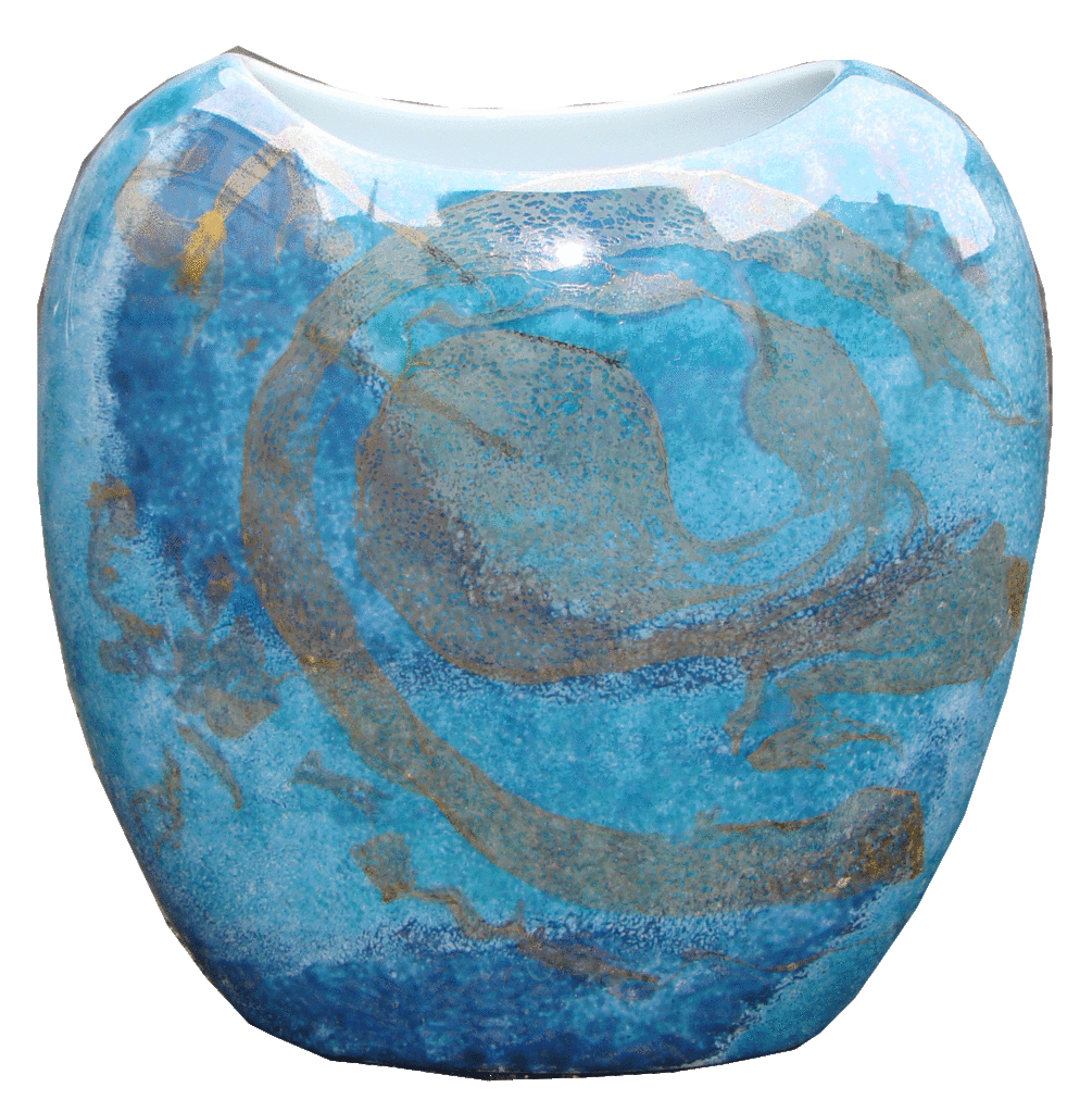 Vase bleu, or brillant