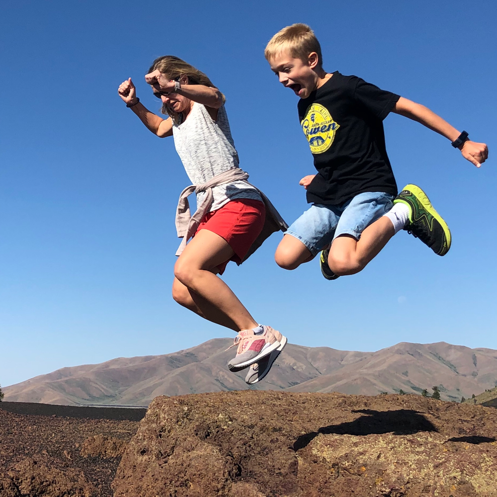 At the Craters of the Moon - one small jump for two blue-eyed, one giant leap...