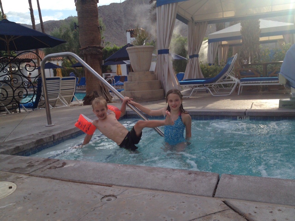 bei 42 Grad im Hottub