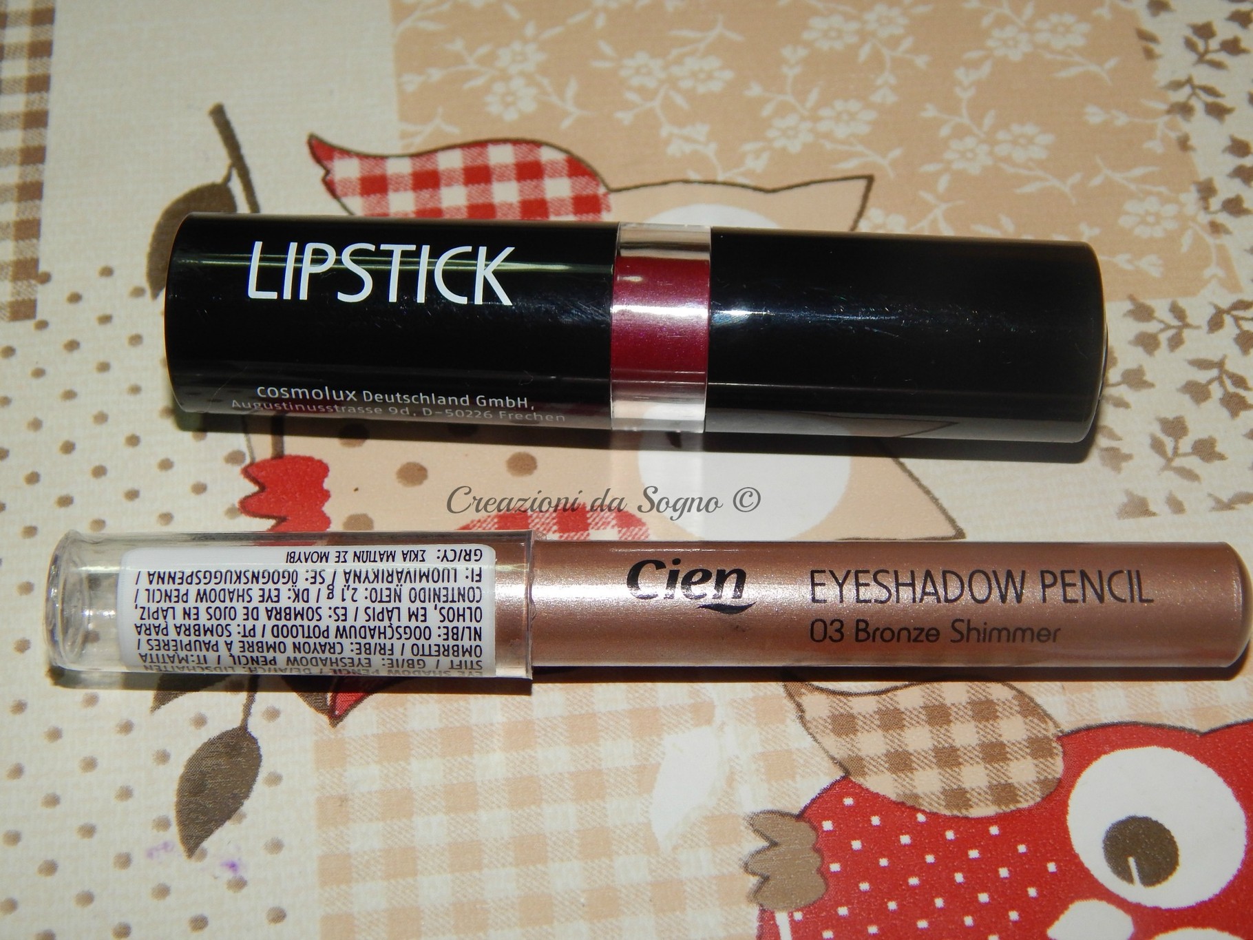 Recensione Eyeshadow Pencil Bronze Shimmer e Lipstick Very Berry Cien