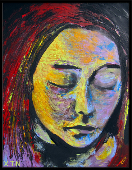 Elle s'est tue/elle s'est tuée(acrylique sur toile, 35x27cm)