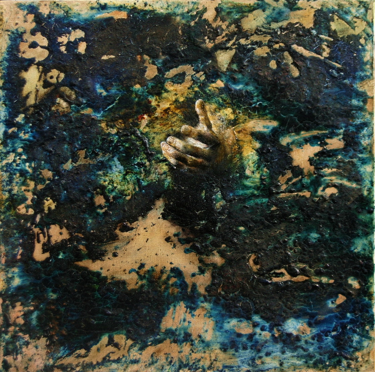 No man's land - Terra di nessuno. 2015, 40x40, tecnica mista su tela.