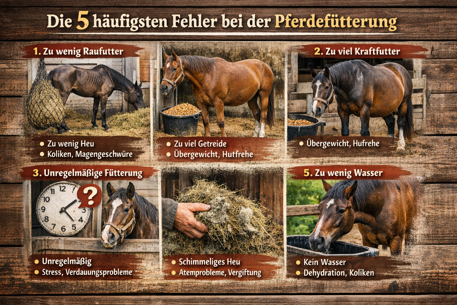 Pferdefütterung Fehler: Die 5 größten Fehler (und wie du sie vermeidest)