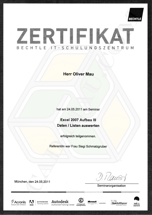 Bechtle - Microsoft - Excel 2007 - Teil III