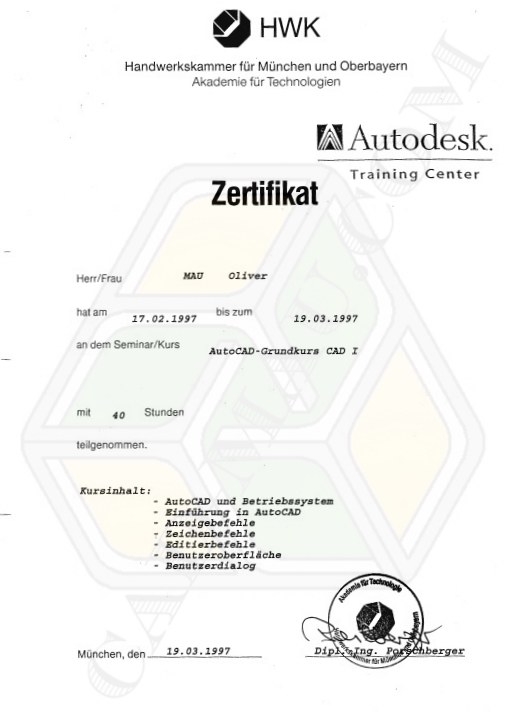 HWK - Autodesk - AutoCAD - CAD-Fachkraft I