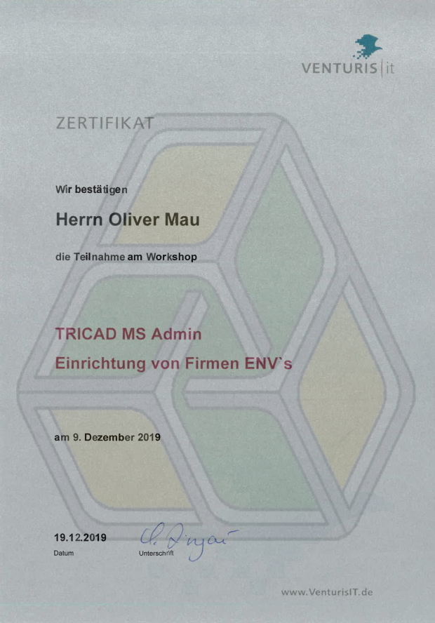 Venturis - TRICAD MS Admin incl. Einrichtung von Firmen ENV's