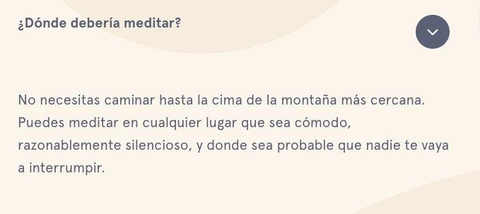  preguntas frecuentes en el sitio en español de Headspace