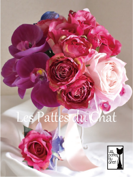 クラッチブーケ【造花】 ～ バラ＆胡蝶蘭 ～ - ウェディング