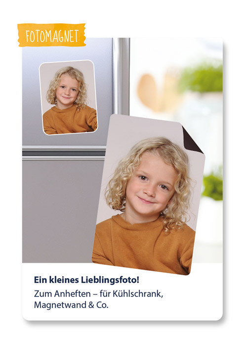 Fotomagnet mit Kinderfoto aus der Kindergartenfotografie als persönliche Erinnerung für Eltern