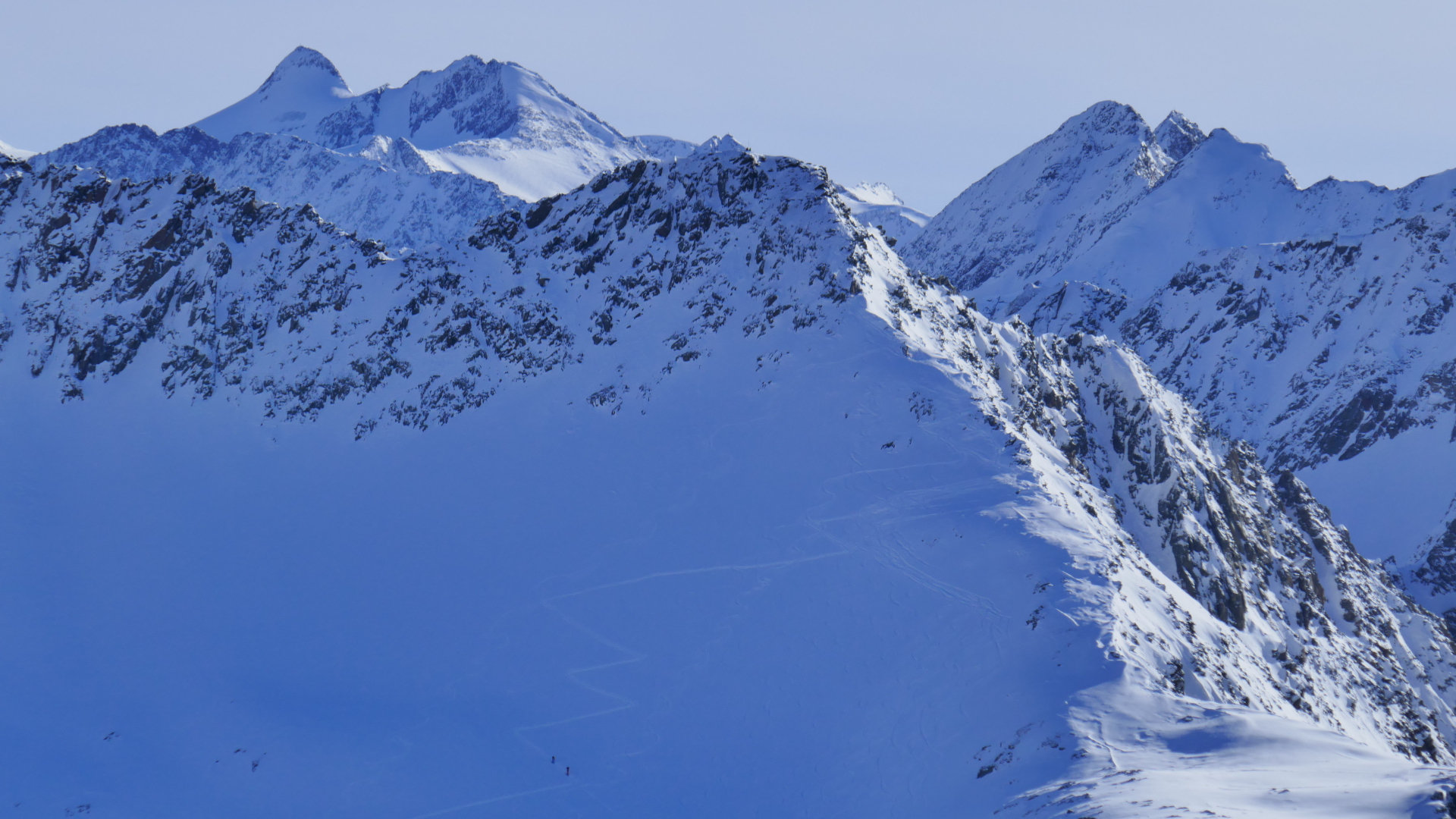 Kuhscheibe Zoom, links hinten Zuckerhütl, rechts Östl. & Westl. Daunkogel