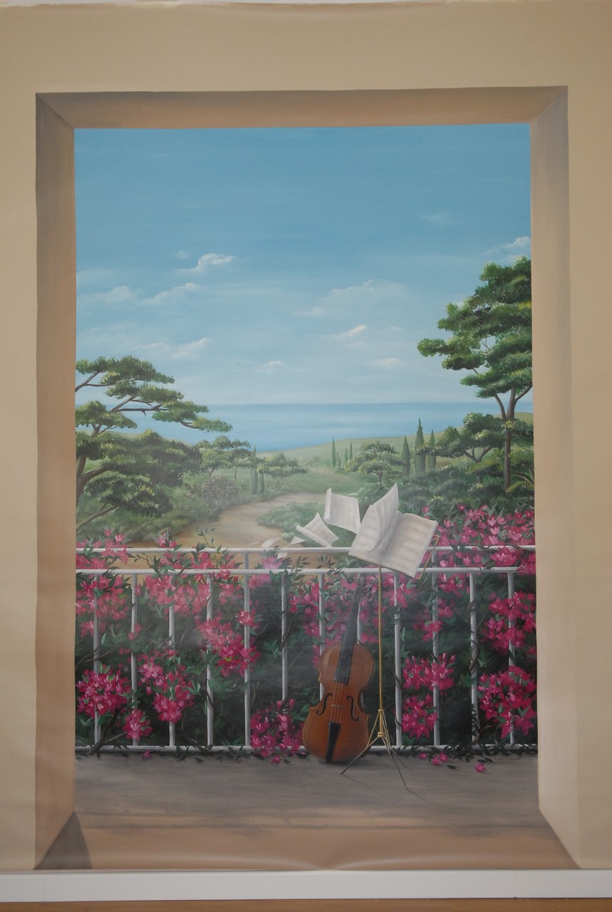    Maison de retraite à Chateauneuf   Trompe l’œil sur toile 2.00 x 2.90  