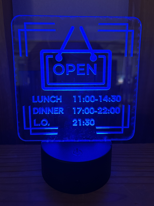 アクリルに印字しLEDスタンドに
