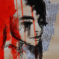 "Face 1" - Collage, Acryl und Tusche auf Papier - 25x30cm - Doris Maria Weigl