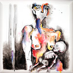 "Being woman" - Serie Angst - Acryl  auf Leinen - 30x30cm - Doris Maria Weigl / Art 