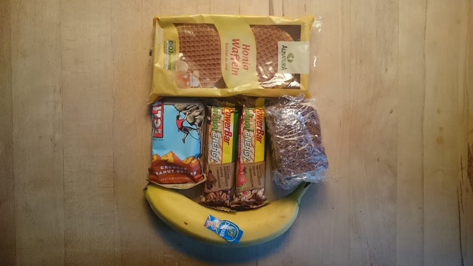 Vor dem Start. Verhungern werde ich jedenfalls nicht.
